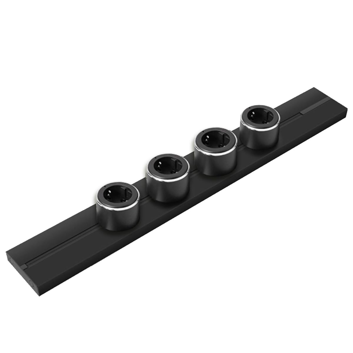 Aufputz Steckdosenschienensystem Power Track 100cm & 4 Steckdosenmodule Schuko Schwarz
