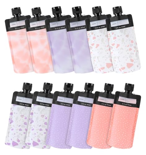 12Pcs Reusable Travel Pouches for Toiletries, 3oz Travel Liquid Pouch, Liquid Bags for Travel for Shampoo & Lotion Organization for Business Trips & Vacation Packing - Main Image