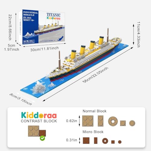 Image of Ship Micro Building Blocks Set, 1878+ PCS Historic Ocean Liner Ship Model for Teens & Adults 14+ | Collectible Display with 1 Year Manufacturing Warranty