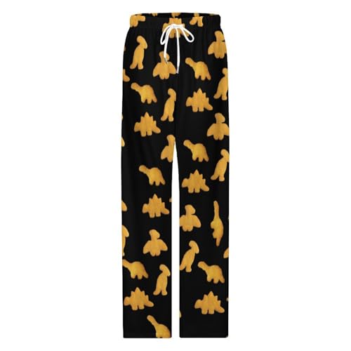 Cute Dinosaur Chicken Nuggets Pattern Men's Pajama Pants Sleep Bottoms Pants3