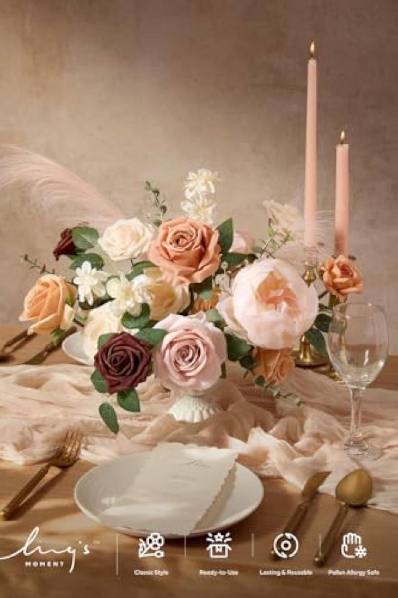 Faux Artificial Greenery Stems Foam Roses