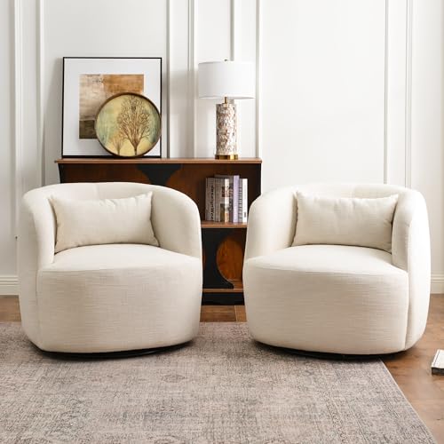 Contemporary Linen Blend Swivel Chair
