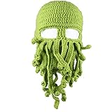 Krake-Hut Gestrickter Bart-Beanie-Maske-Squid-Kappe Für Halloween Cosplay Grün