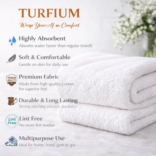 Image of Super Soft 100% Cotton Bath Towel 600 GSM Premium & Luxury | White Towel | Soft & Highly Absorbent | Quick Dry & Skin Friendly | Towel | Bath Towel | 150x75 cm | (Pack of 1)