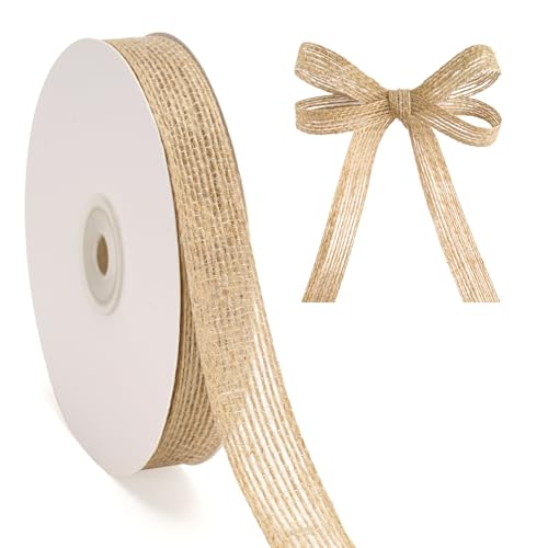 G2PLUS 20 Yardas Cinta Navideña:20mm Cinta de Yute Natural,Cintas Regalo ideal para Navidad,Bodas,Pascua,Decoración de Regalos y Manualidades
