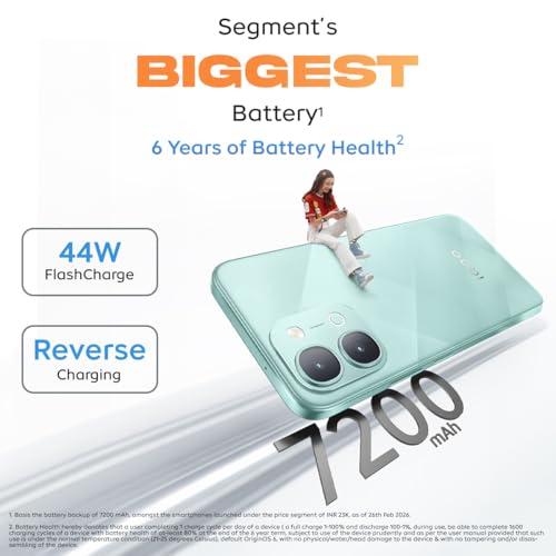 Image of iQOO Z11x 5G (Prismatic Green, 8GB RAM, 256 GB Storage) | Dimensity 7400-Turbo Processor | 7200 mAh Battery | 4K Video Recording Front & Back | IP68 & IP69+ | Powered by OriginOS 6