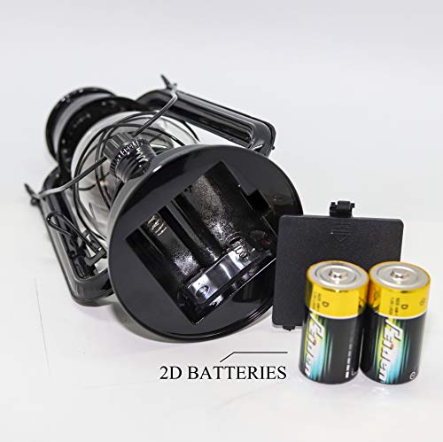 Yakii Led Vintage Lantern Metal Hanging Hurricane Lantern 12 Led Dimmer Switch Cold White Battery Operated Lantern Power Outage Indoor Camping Lighting Outdoor Brooklyn Lantern Decoration(Black) #TOP4