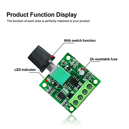 ALEDECO Pacote com 3 PWM Baixa Tensão DC 1,8V 3V 5V 6V 12V 2A Controlador de Velocidade do Motor