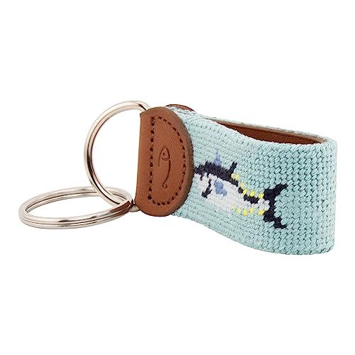 Image of Leather Hand-Stitched Needlepoint Key Fob or Key Chain