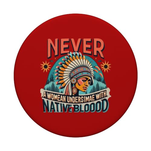Never Underestimate a Woman with Native Blood Mountain PopSockets Swappable PopGrip, Black - Image 3