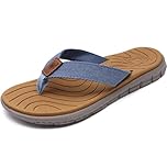 KuaiLu Flip Flops Women Leather Arch Support Summer Wide Fit Beach Pool Ladies Thong Sandals Yoga Memory Foam Cushion Slip On Shower Cloth Fabric Orthopedic Plantar Fasciitis Flipflops Jeans 6