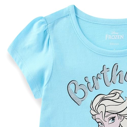 Image of Disney Princess Snow White Moana Frozen Birthday Girls Short Sleeve T-Shirt for Toddler to Big Kids