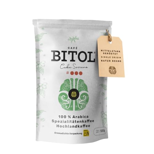 Café Especialidad en Grano Cuba Serrano 100% Arábica BITOL #3 - De Altura Sabor Chocolate Jazmín Vainilla Tueste Natural Cuerpo Sedoso Baja Acidez Ideal Para Espresso Cafetera Italiana (500 g)
