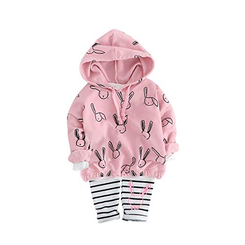 Baby Girl Clothes Outfit Long Sleeve Rabbit Hoodie Pants Set for Toddler Babies Pink
