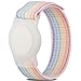 2 Pack Kids Wristband for AirTag, Nylon Watch Band GPS Tracker Holder Protective Case Compatible with Apple Air Tag, Adjustable Anti-lost Bracelet for Toddler Baby Children Elders (RainbowA)