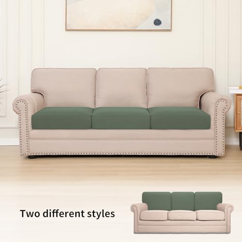 Image of Easy-Going Stretch 3 Pieces Oversized Couch Cushion Cover for Sofa Seat