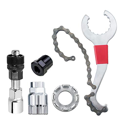 Fahrrad Kassette Removal Tool - Multifunktional Fahrrad Werkzeug Reparatur Set mit 5-11 Fach Kompatibel Kettenpeitsche, Tretlager Kurbelabzieher, Zahnkranzabzieher, Kurbelabzieher, Speichenschlüssel 1 Fahrrad Kassette Removal Tool - Multifunktional Fahrrad Werkzeug Reparatur Set mit 5-11 Fach Kompatibel Kettenpeitsche, Tretlager Kurbelabzieher, Zahnkranzabzieher, Kurbelabzieher, Speichenschlüssel