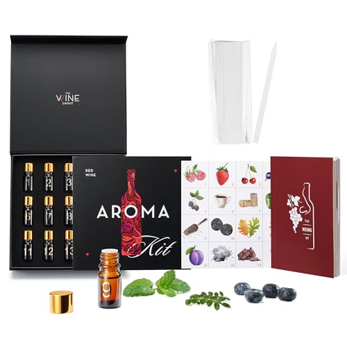 Red Wine Aroma Kit, Tasting & Smelling Aroma Set for Red Wines, 15 Aromas, Training Educational Gift - Beginners & Sommelier Master, Book & Accessories Guide Included