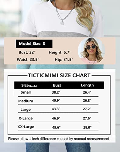 Ticticmimi Women's Casual Long Sleeve Color Block/Solid Tops Crewneck Sweatshirts Cute Loose Fit Pullovers With Pockets #TOP4