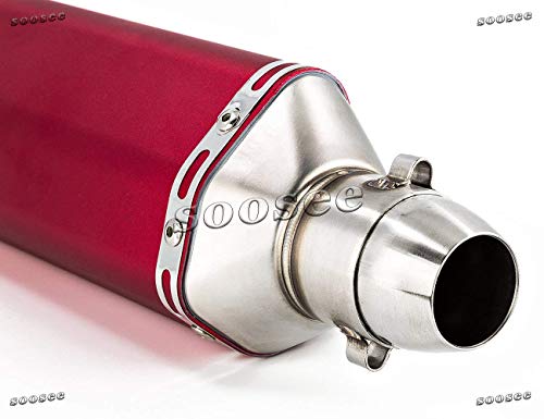 Soosee Universal Red Carbon Fiber 1.5-2" Inlet Motorcycles Scooters Exhaust Muffler Pipe with Removable DB Killer for Z750 CBR125 CB400 Z800 ZX-6R ZX-10R GSXR