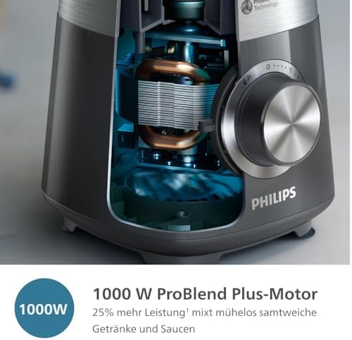 Bild 2 - Philips 5000-Serie Standmixer - 1000 W. 2L maximales Fassungsvermögen. ProBlend Plus-Technologie. Spülmaschinengeeignete Teile. Schwarz (HR3020/20), Kaschmirgrau