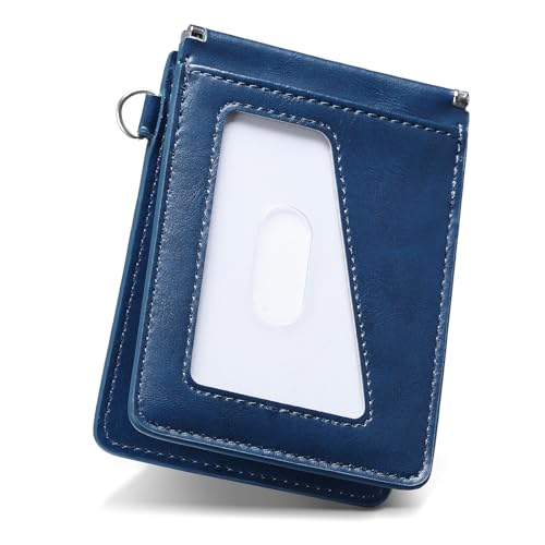 [MORFFEYIA] 定期入れ メンズ パスケース 両面 定期券 入れ 2つ折り バタフライ IC カードケース 大容量 薄型 収納 免許証 通勤 通学 (ブルー)のサムネイル