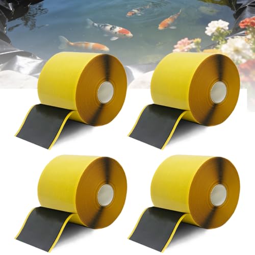 Wenscis 4 Pack Pond Liner Seam Tape Bulk Total 3 x 131 Heavy Duty Double Sided Butyl Adhesive Tape for EPDM Liners Waterproof Pond Liner Patch Repair Kit for Fish Ponds Garden Water Features