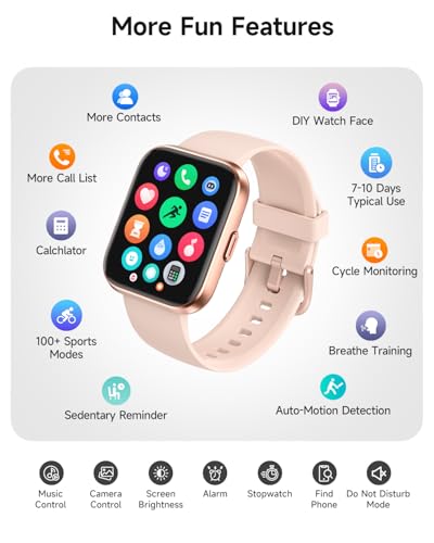 Image of Woneligo Smart Watch for Women, Answer /Make Calls, Alexa Built-in, 1.85 inch Touch Screen Fitness Tracker for Android & iPhone, Heart Rate /Sleep /SpO2 Monitor Smartwatch, Waterproof (Rose Gold)