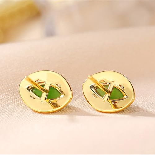 Boucles d'oreilles jade Hetian vert argent sterling femme bijoux œil de cheval fins dorés - 7