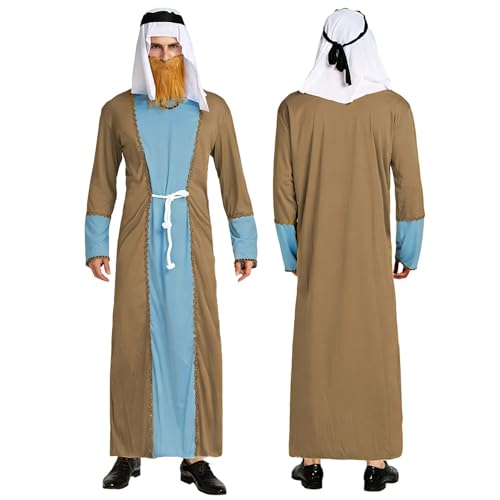 Générique Costume Berger, Déguisement de Saint Joseph pour Homme, Robe de Berger, Tenue biblique, Costume de Carnaval, Vêtement Messie, Prophète