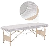 Tvvcalk 50 PCS Disposable Fitted Massage Table Sheets, Heavy Duty White Elastic disposable bed covers, Waterproof Bed Covers for Spa or Beauty Salon ​85 x 36 inches