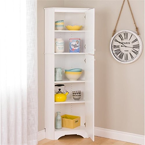 Prepac Elite Corner Storage Cabinet, Tall 2-Door, White #TOP3