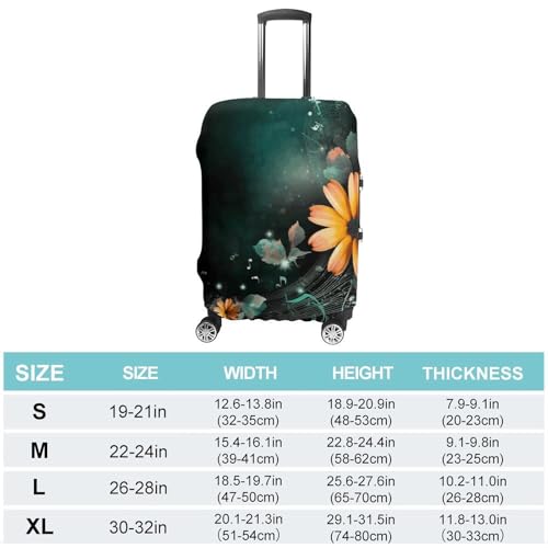 Bright Flowers Luggage Cover, Washable Elastic Suitcase Cover Protector Fit 18-32 Inch Luggage2