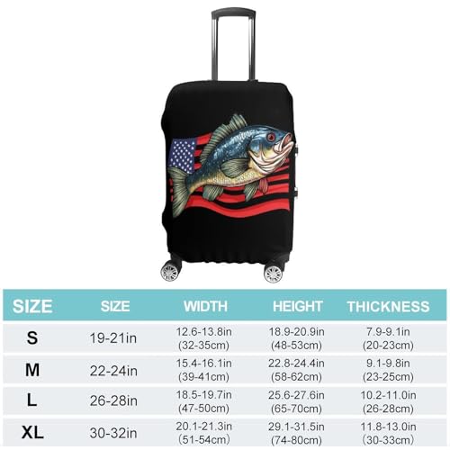 Bass Fish U.S.A. Flag Travel Luggage Cover for Suitcase 19-32 Inches Elastic Washable Baggage Protector2