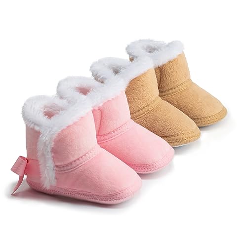 Infant Unisex Warm Fur Lining Soft Boots Baby Winter Ankle Non-Slip Rubber Texture Sole Toddler Winter Snow Crib Shoes2