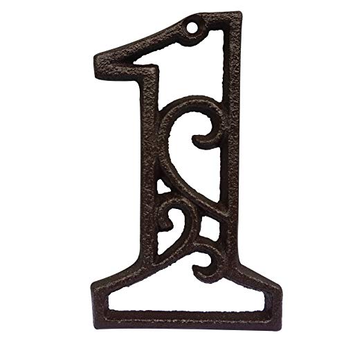 Decorative House Numbers-4.6 Inch High Rustic Cast Iron Home Address Number (Number 1)