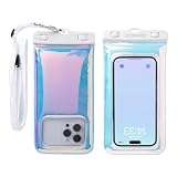 DIVAID ワイドサイズ 防水ケース スマホ用 IP68 ショルダーストラップ付き (オーロラ)