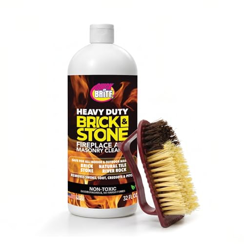 Quick'n Brite Fireplace Brick and Stone Cleaner 32oz with Sc...