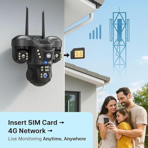 Image of Maizic Smarthome Trion 4G Sim CCTV Camera 5MP�3 (15MP) Triple Lens | 360� Pan Tilt Outdoor Security Camera | Color Night Vision | Human Motion Alerts | Two-Way Audio (Trion 4g Outdoor)
