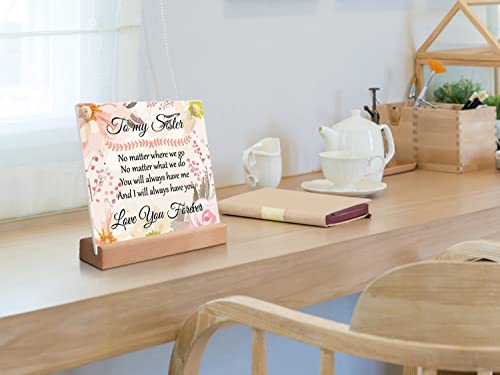Funnli Sister Gifts From Sister Acrylic Plaque With Sayings Sister Gifts - Sister Birthday Gifts From Sister Desk Decorations - Anniversary Wedding Christmas Graduation Gifts For Sister #TOP4