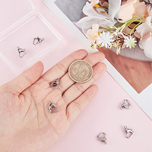 SUNNYCLUE 1 Box 10Pcs jewellery Lobster Clasps Small Stainless Steel Lobster Claw Clasp Heart Shaped Love Bracelet End Clasps for jewellery Making Kit DIY Valentine's Day Necklace Bracelet Anklet Gift - Image 3