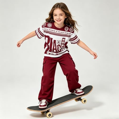 Image of Girls Clothes 2 Piece Short Sleeve T-Shirt Tops & Camo Pants Spring Summer Casual Outfits for Teen Tween Girl 7-14Y