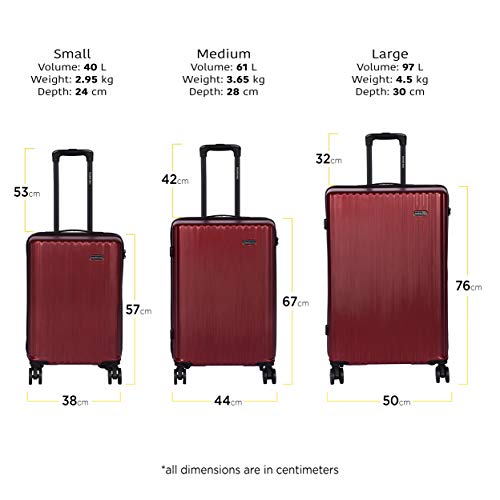 Image of ROMEING Capri 20 inch, Polycarbonate Luggage, Hard Sided, (Wine Red 55 cms) Small Cabin Trolley Bag | 8 Spinner Smooth Wheels | TSA Lock | Unbreakable | Men & Women