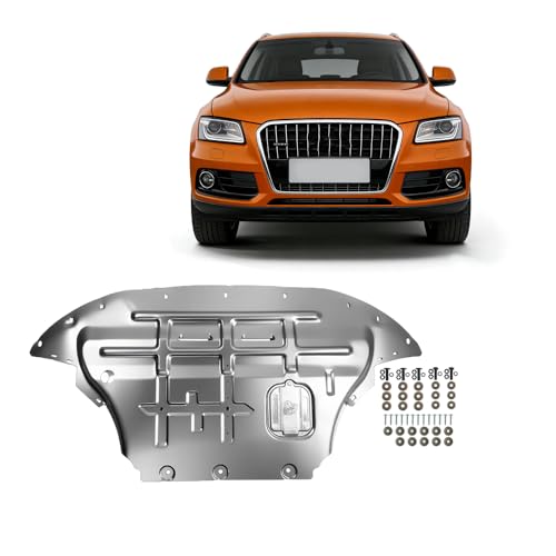 Image of Alloy Steel Front Skid Plate for Audi Q5 2009-2017 Engine Splash Shield Heavy Duty, Impact Resistant Engine Guard Cover for SQ5 2010-2017 Underbody Guard Plate w /Screw Hardware