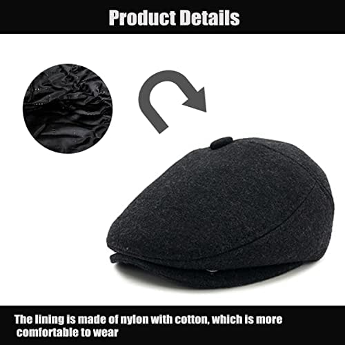 Winter For Men Outdoor Hat, Beret Flat Newsboy Gatsby Hats Adjustable Warm Sport Golf Flat Cap Hats Dad Caps Earflaps Thickened Cotton 61Cm（Tops-2Xl） #TOP4