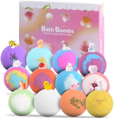 12 Piezas Bomba de Baño Set de Regalo, Naturales Bombas de Baño p...