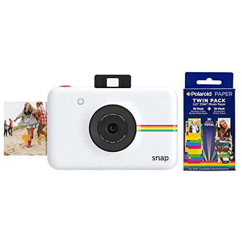 Polaroid Snap Instant Digital Camera (White) w/ 20 Twin Pack Zink 2x3 Photo
