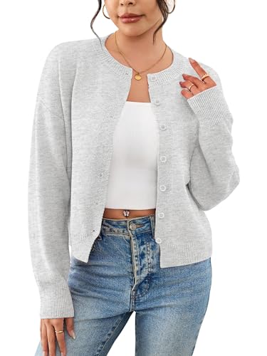 Image of Ibeauti Cropped Cardigan Sweaters for Women 2026 Trendy Spring Y2k Outfit Long Sleeve Button up Open Front Short Knit Sweater