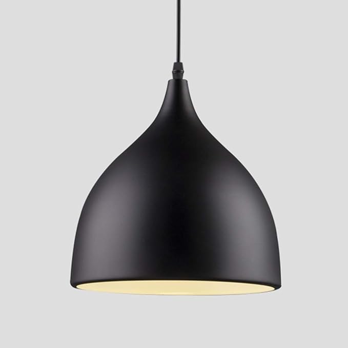 Mengjay Design industriële vintage led-hanglamp, hanglamp, diameter 17 cm, voor E27-lampen, zwart en wit naar keuze, voor woonkamer, eetkamer, restaurant, kelder, kelder, enz. (zwart)