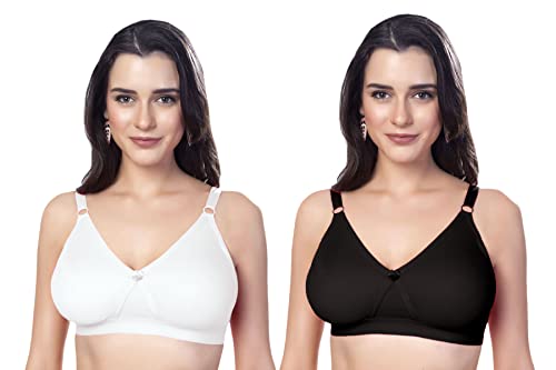 Image of SIMONI Cross Fit Polycotton Non-Wired Non-Padded Full Coverage Cups Bra, Comfortable Everyday T-Shirt Bra for Women and Girls